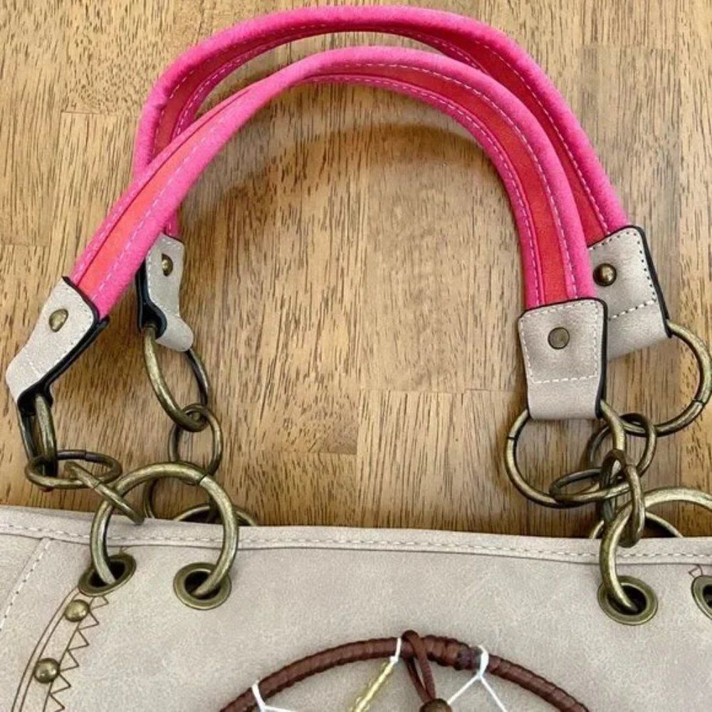 Boho Dreamcatcher Handbag Rustic Western Studded Shoulder Purse Bag - Picture 9 of 15